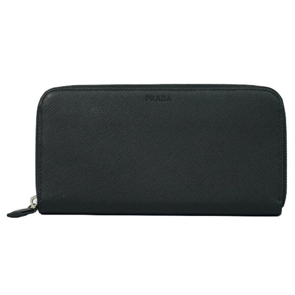 PRADA Saffiano Leather Round Zip Long Wallet Black - Picture 1 of 11